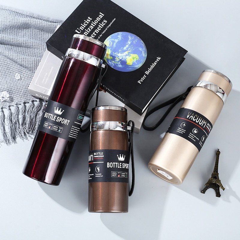 Wholesale Thermal Men Coffee Flask Personalized 316 Steel Vacuum Insulated Flask With Strainer Double Wall Business Flask