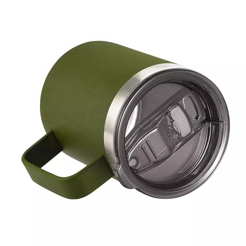 Logo Printed Stainless Steel Cup with handle Double Wall Tumbler 12oz 24oz Coffee Travel Mug with Lid and Handle