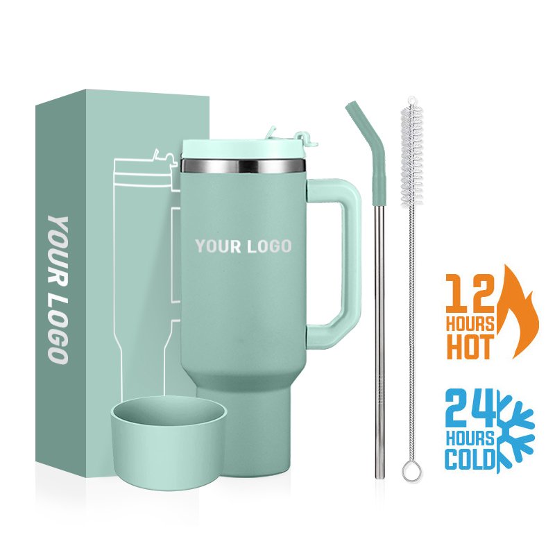 40oz Tumbler With Handle Double Wall 304 Stainless Steel Tumbler Insulated Vacuum Flask With Leak-proof Lid Custom Color Logo