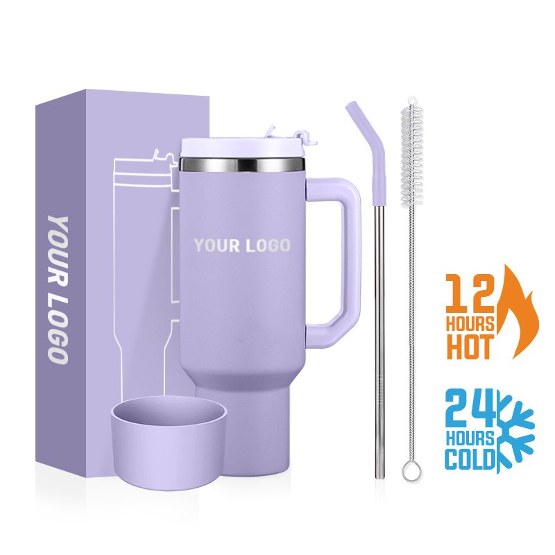 40oz Tumbler With Handle Double Wall 304 Stainless Steel Tumbler Insulated Vacuum Flask With Leak-proof Lid Custom Color Logo