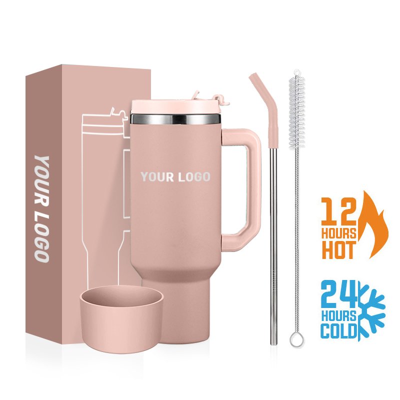 40oz Tumbler With Handle Double Wall 304 Stainless Steel Tumbler Insulated Vacuum Flask With Leak-proof Lid Custom Color Logo
