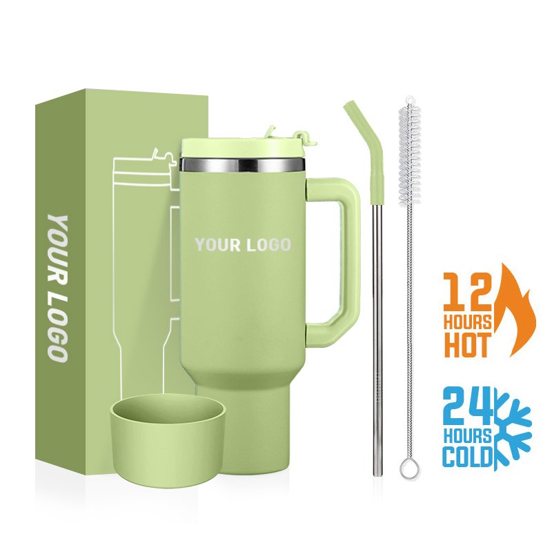 40oz Tumbler With Handle Double Wall 304 Stainless Steel Tumbler Insulated Vacuum Flask With Leak-proof Lid Custom Color Logo