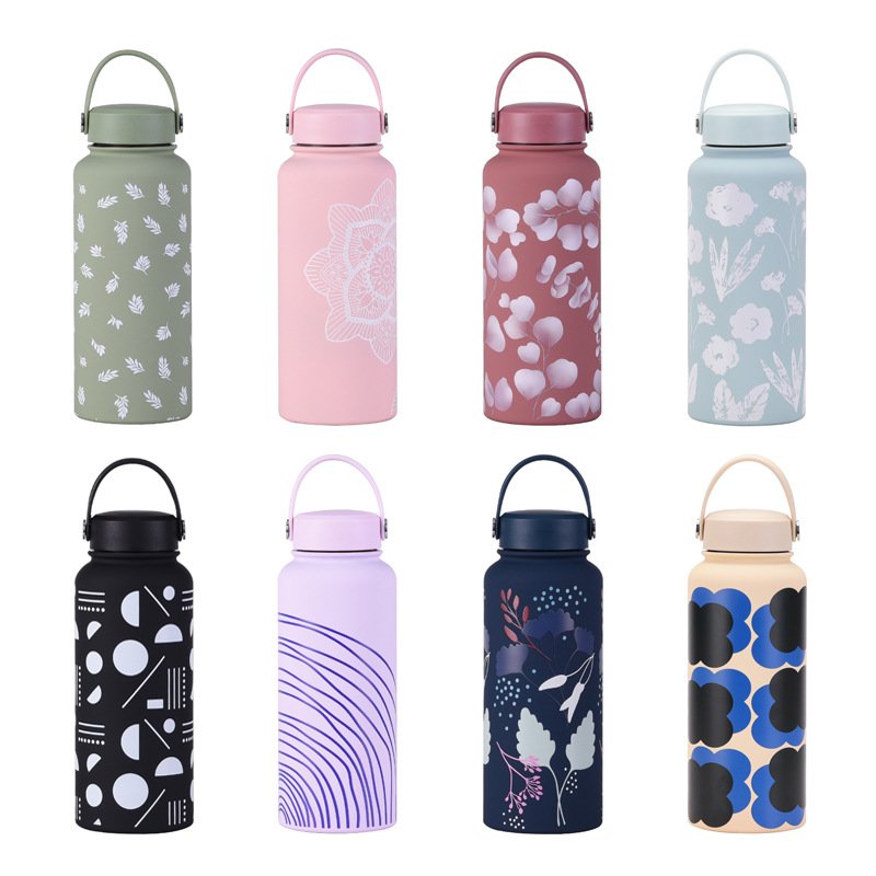 wholesale 32 oz stainless steel Insulated vacuum flask matte rubber powder coated portable fancy water bottles