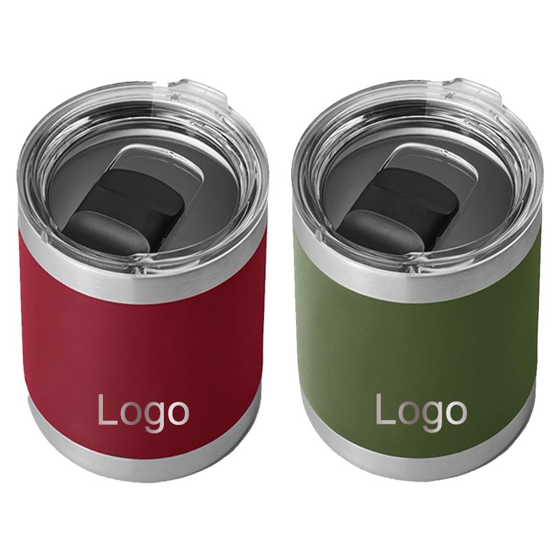 10oz Lowball Tumbler Custom Logo Powder Coated Insulated Vacuum Travel Mug Coffee Tea Water Beer Stainless Thermos Gifts