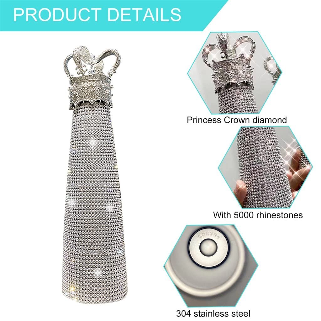Elegant Shape Diamond Water Bottle Bling Diamond Vacuum Flask Sparkling Glitter Thermos Bottles