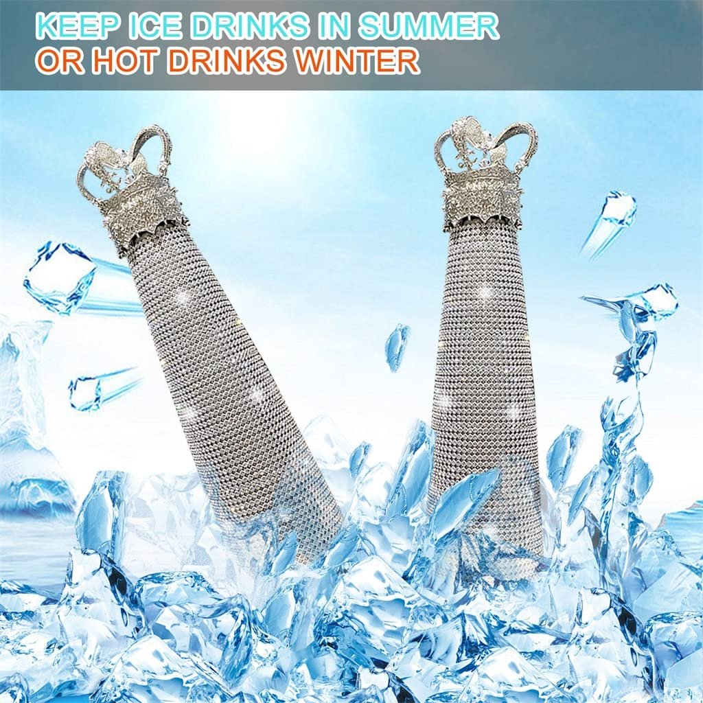 Elegant Shape Diamond Water Bottle Bling Diamond Vacuum Flask Sparkling Glitter Thermos Bottles