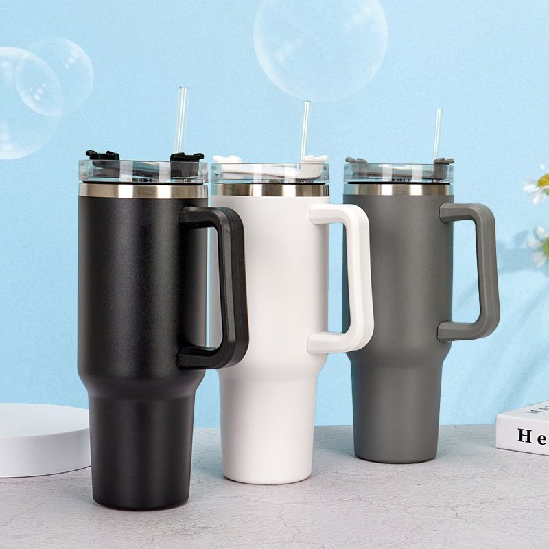 Most Popular 40oz Adventure Vacuum Travel Tumbler Large Capacity Portable Coffee Cup Mug With Straw Handle