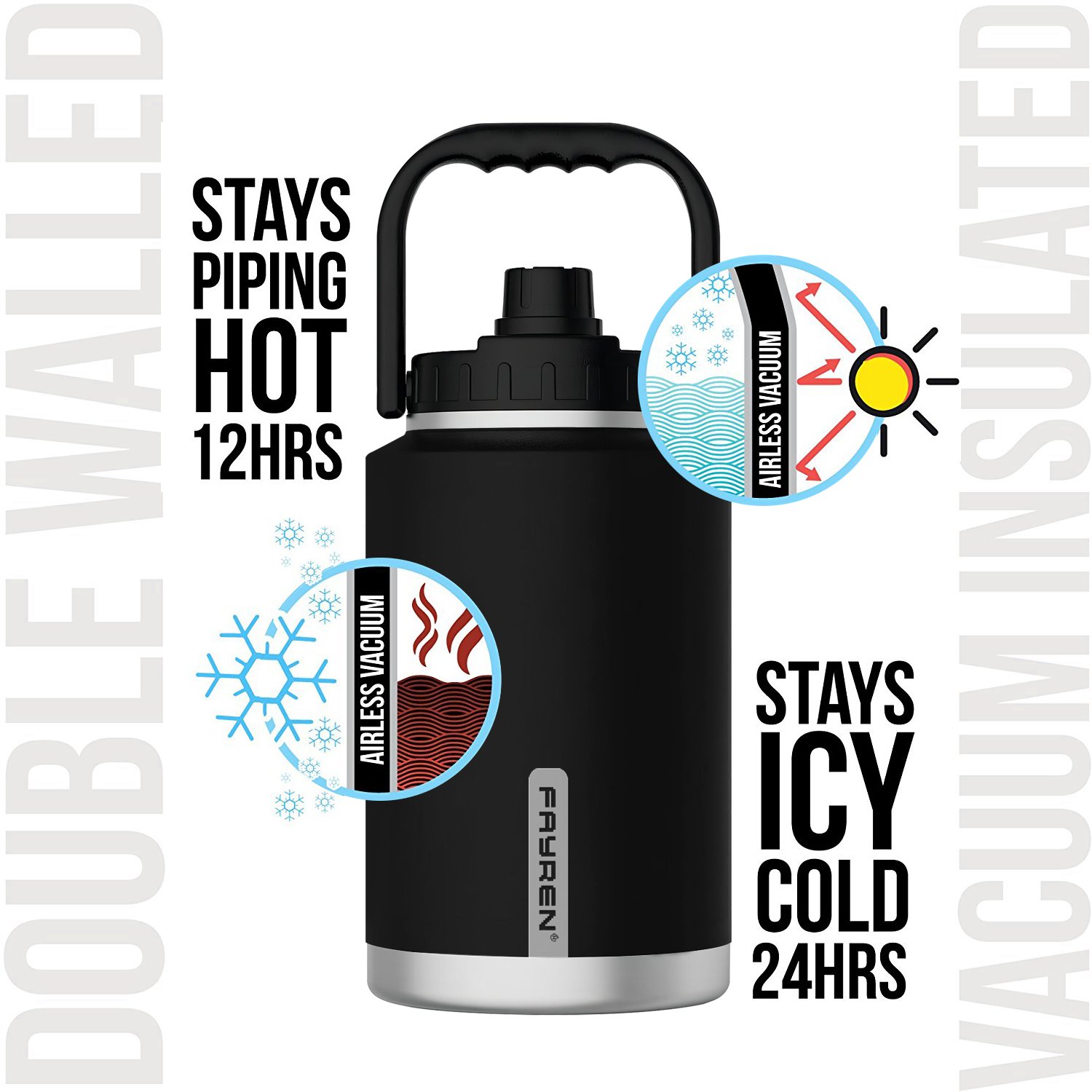Customized Logo High Quality Outdoor Gym 1 Gallon Water Jug Triple Walled Wide Mouth Stainless Steel insulated vacuum flask