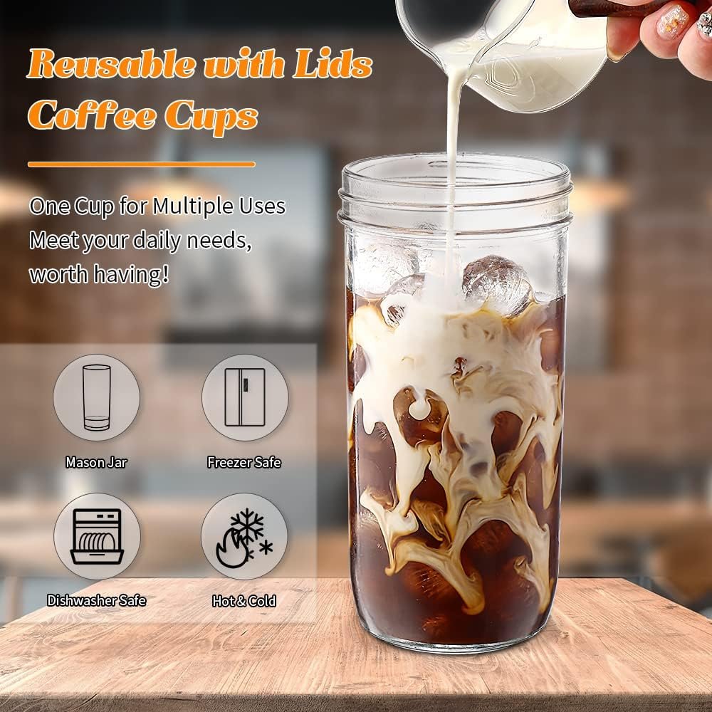 Wholesale Cheap 24 oz Glass Juice Milk Tea Coffee Mug with Bamboo Lid and Straw creative glass mug gift tea juice cup
