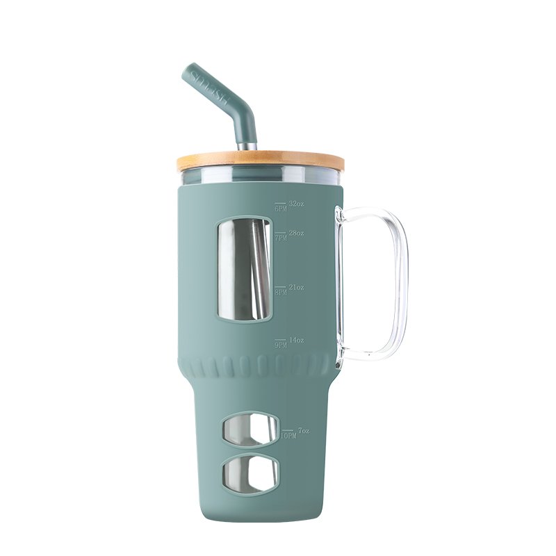 JM 2023 Newest Design Funky Noteworthy Watertight Transparent Water Bottle Glass with Straw
