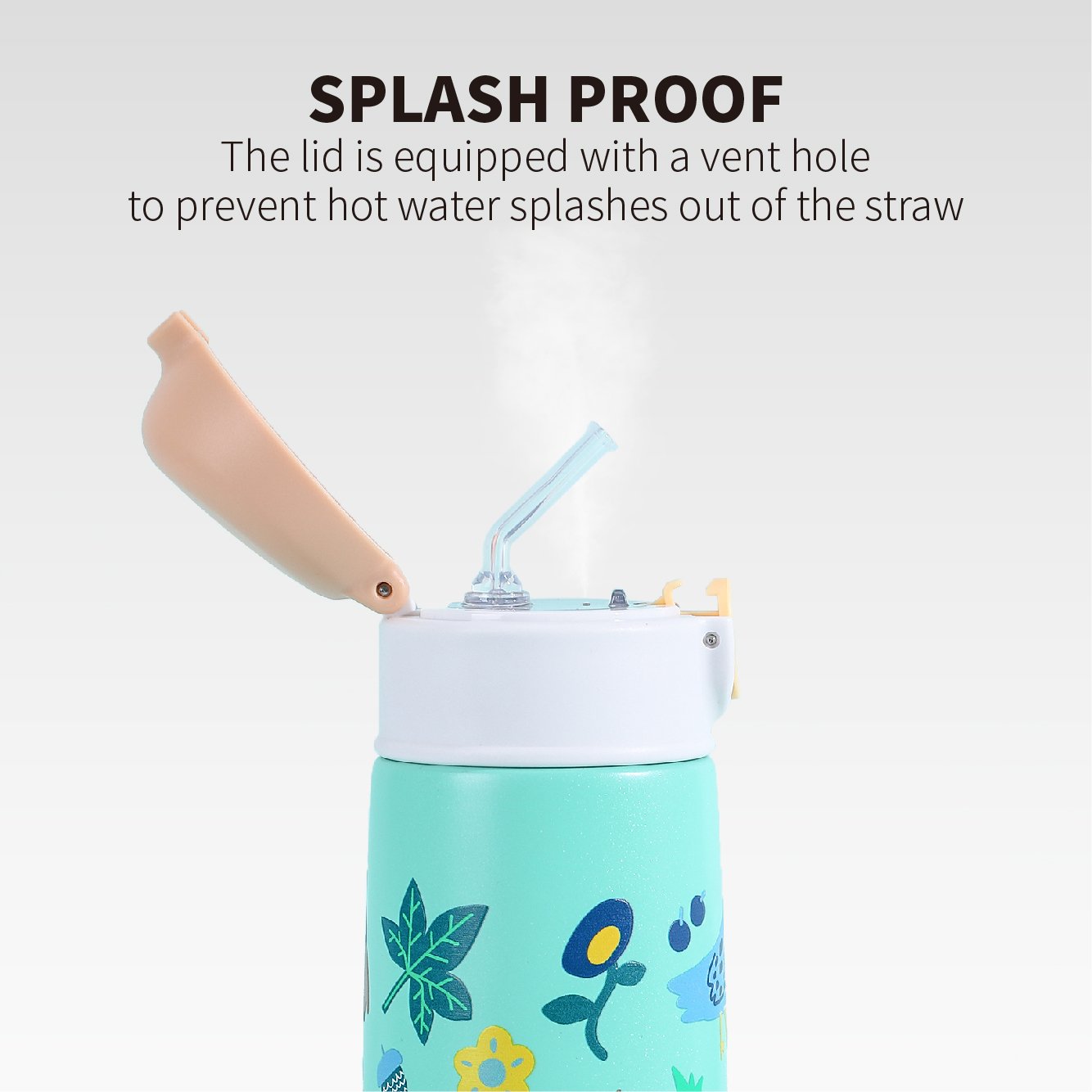 16 oz Hot and Cold Water Bottle Kids Stainless Steel Water Bottle Insulated Flask with Straw