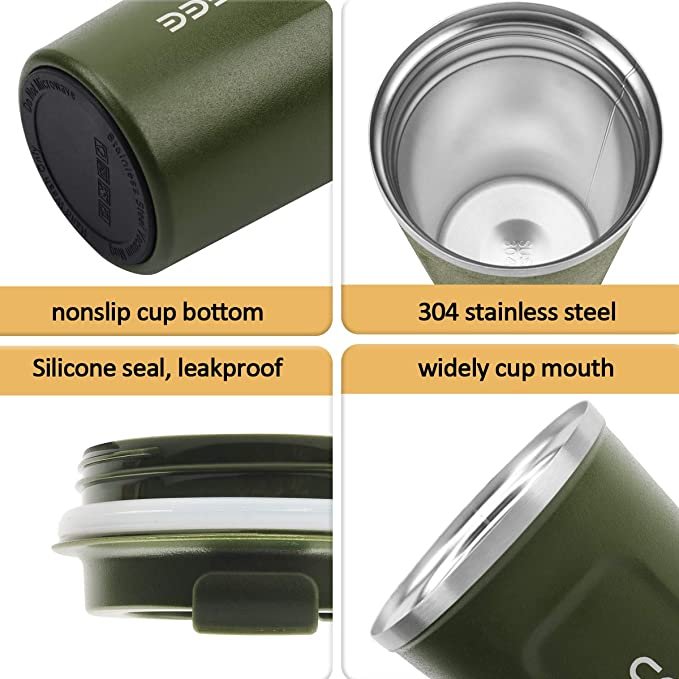 Leakproof Thermos To Keep Hot Or Iced Coffee 12 oz Stainless Steel Vacuum Insulated Cup Travel Cup With Lid