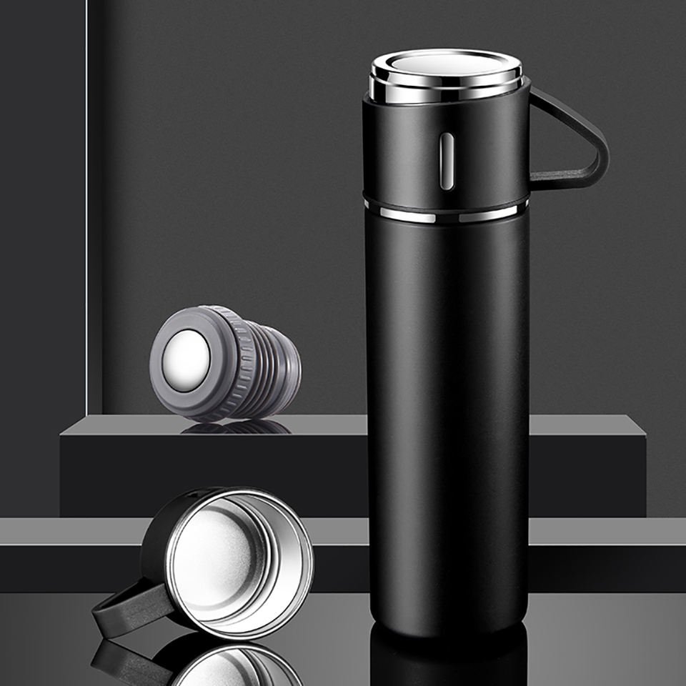 Wholesale Business 304 Stainless Steel Thermos Double Wall 500ml Vacuum Flask Gift Set With Two Cups