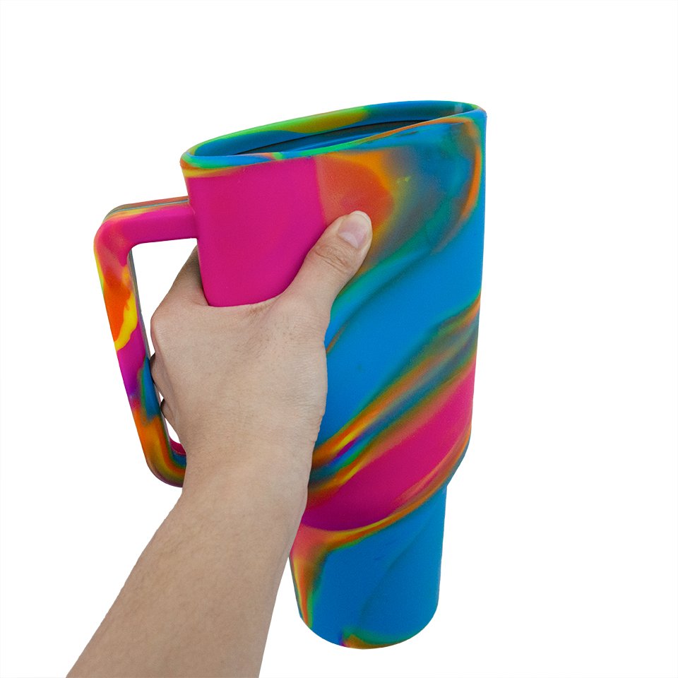 40oz Silicone Water Cup with Handle HighTemperature Resistant Tumbler Friendly Travel Coffee Mug