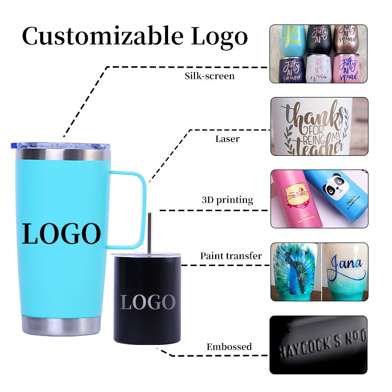 Hot Selling Double Wall Stainless Steel Insulated Vacuum Tumbler 12oz 14oz 16oz 20oz 24oz Coffee Beer Mug Insulated with Handle