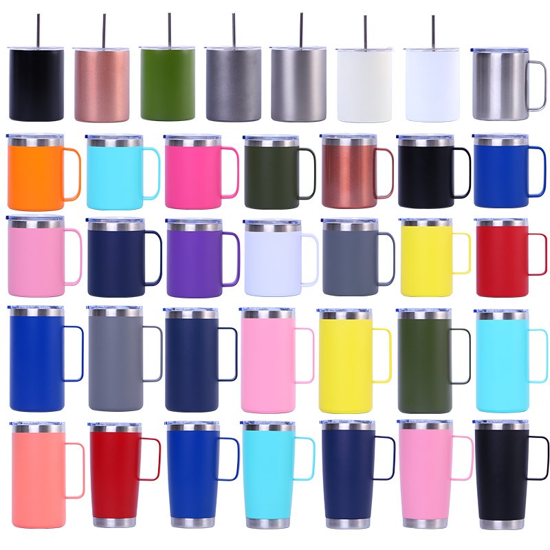 Hot Selling Double Wall Stainless Steel Insulated Vacuum Tumbler 12oz 14oz 16oz 20oz 24oz Coffee Beer Mug Insulated with Handle