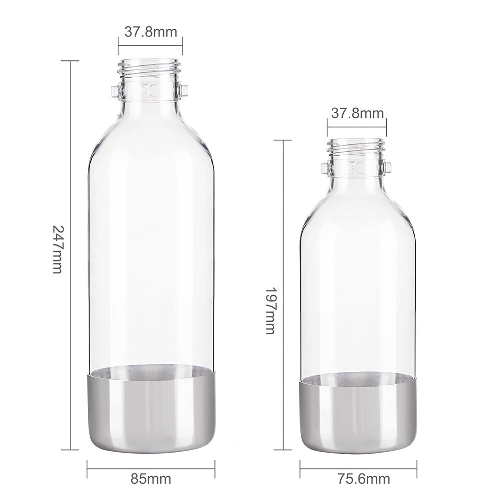 BPA free high pressure resistant 500ml 1000ml clear soda sublimation bottle stainless cap sparkling CO2 soda stream water bottle