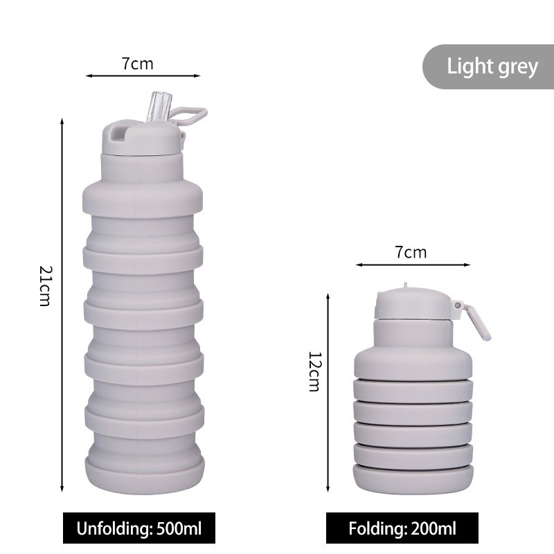 2024 Bright color 500ml food grade environmentally friendly silicone retractable water bottle children's milk cup for school
