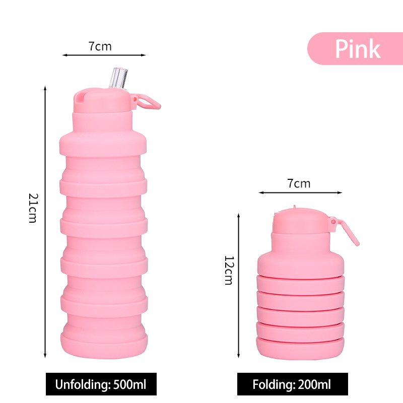 2024 Bright color 500ml food grade environmentally friendly silicone retractable water bottle children's milk cup for school