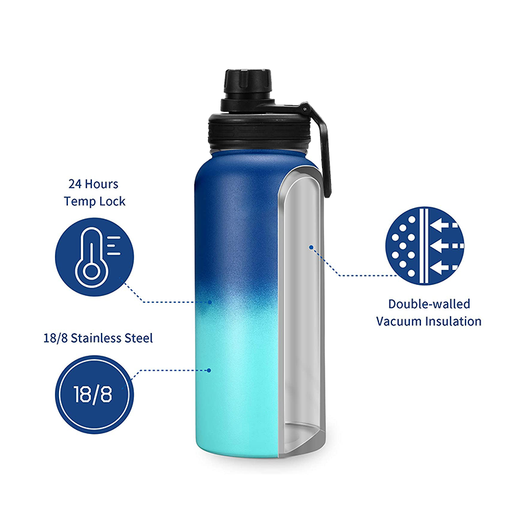 2024 24 Hours Cold 12 Hours Hot Reusable Stainless Steel Insulated Ridge Water Bottle Double Walled vacuum flasks
