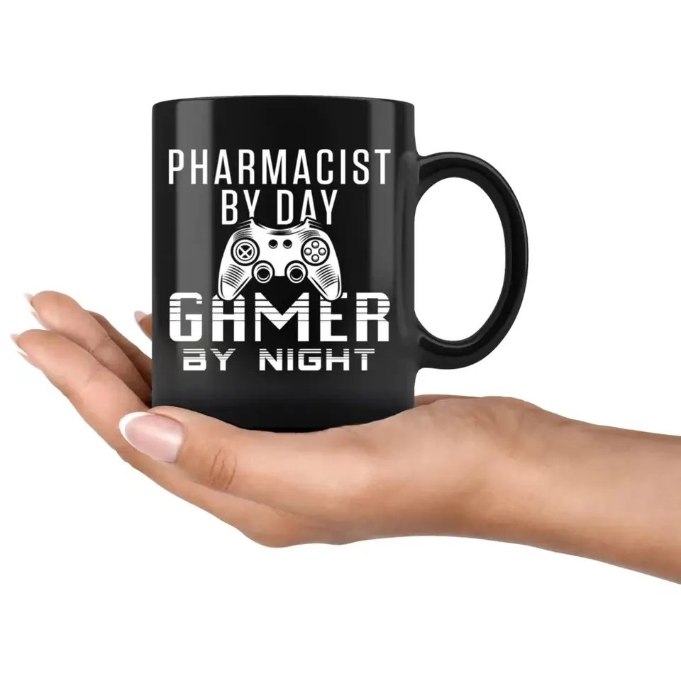High quality all black sublimation mug with custom logo pattern