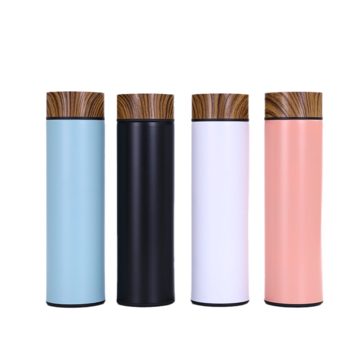 Wholesale 500ml Stainless Steel Insulated Vacuum Flasks Hot Thermal Performance Tea Infuser Water Bottle With Wooden Grain Lid
