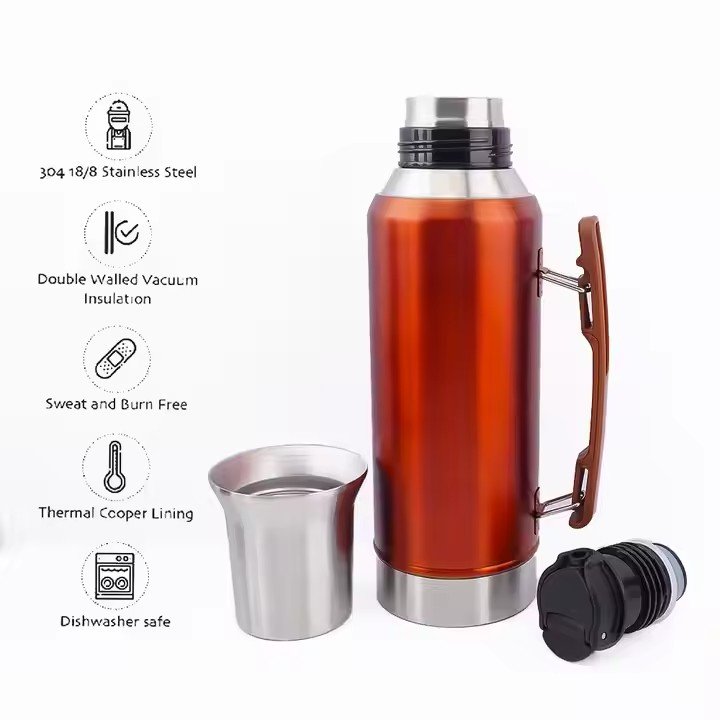 2024 New Product 1200ML Outdoor Leakproof Portable Vacuum Flasks & Thermoses Stainless Steel Travel Pot With Handle