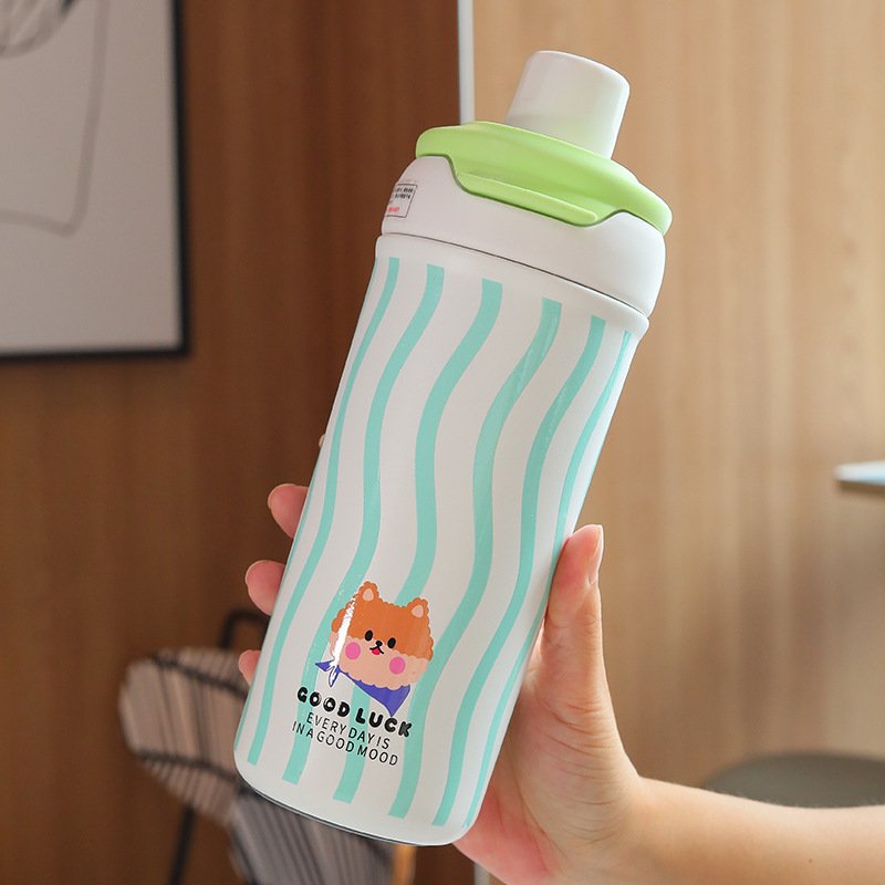 600ml New Cartoon Cute Straw 316 Stainless Steel Mug Adult Kids Vacuum Flask