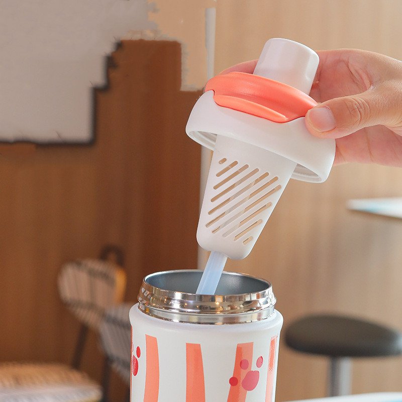 600ml New Cartoon Cute Straw 316 Stainless Steel Mug Adult Kids Vacuum Flask