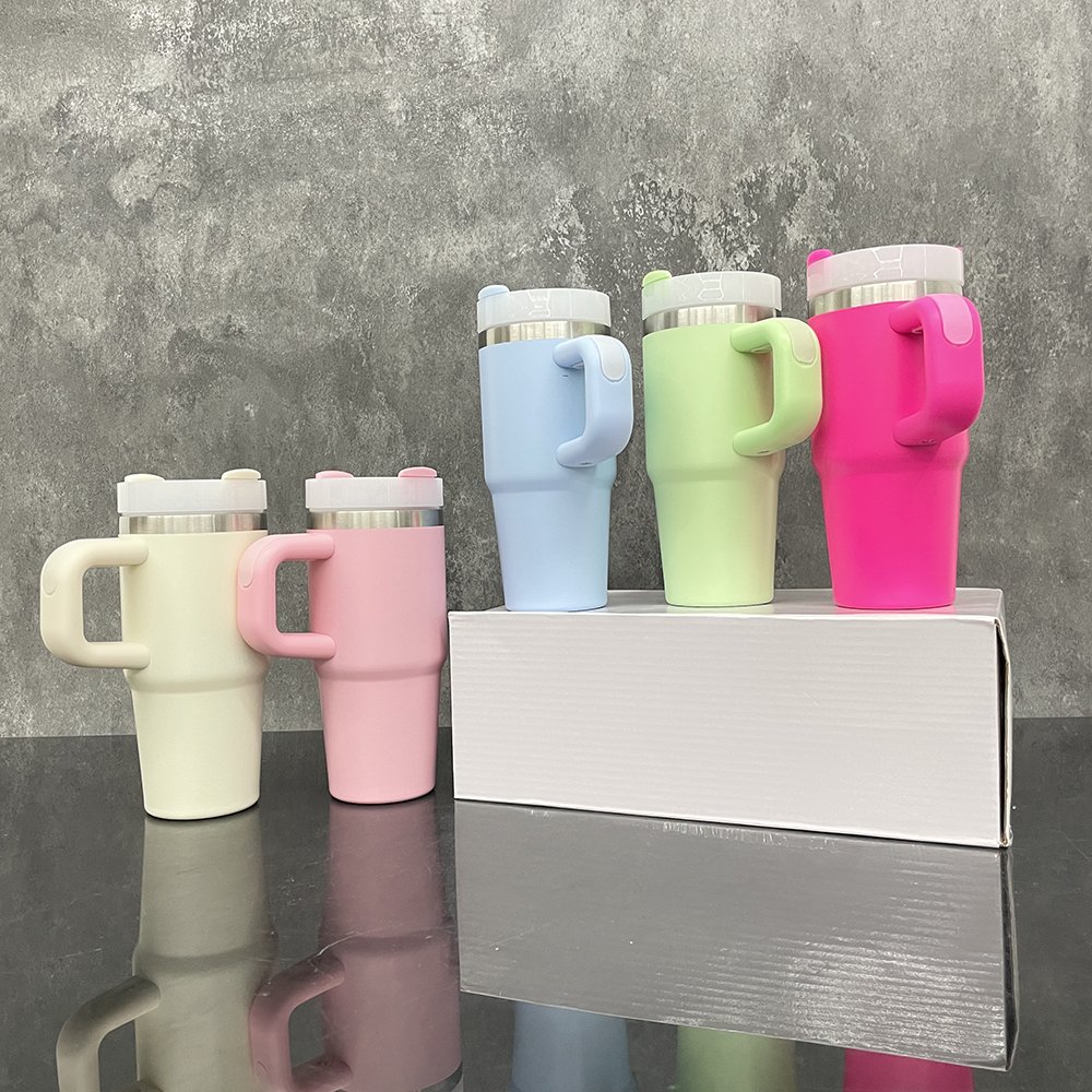 blank sublimation macaron colorful baby kids 14oz tumbler cups travel mugs with handle for sublimation printing