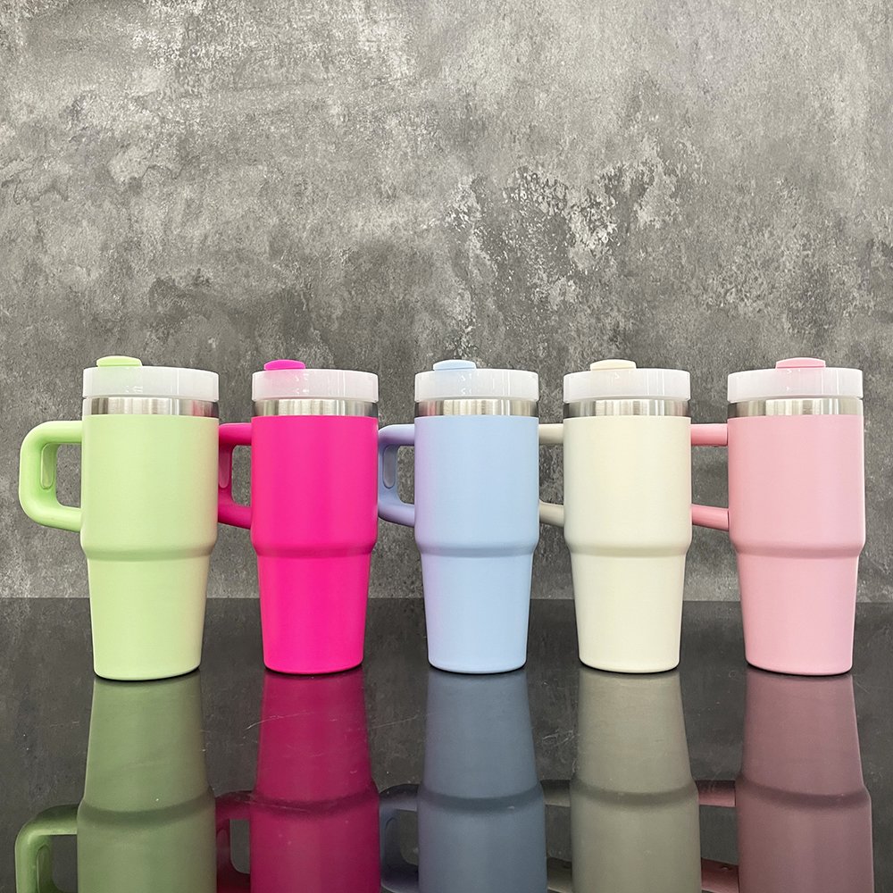 blank sublimation macaron colorful baby kids 14oz tumbler cups travel mugs with handle for sublimation printing