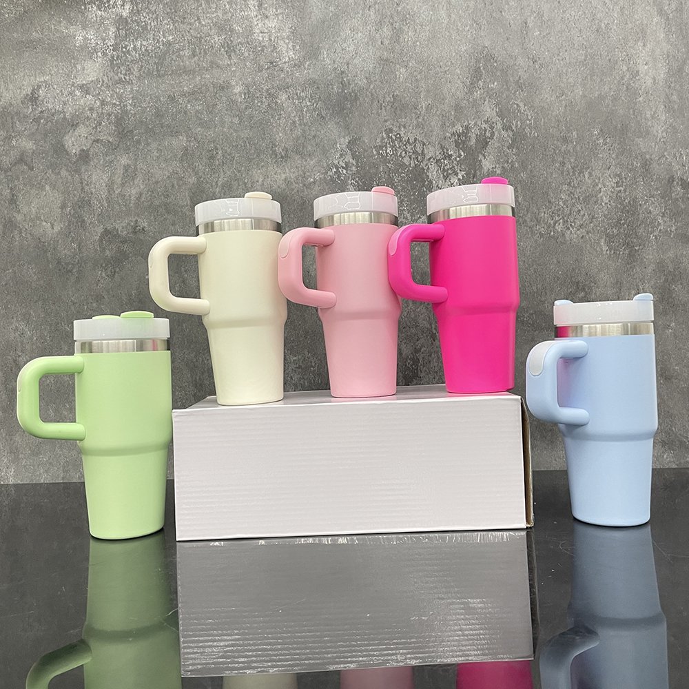 blank sublimation macaron colorful baby kids 14oz tumbler cups travel mugs with handle for sublimation printing