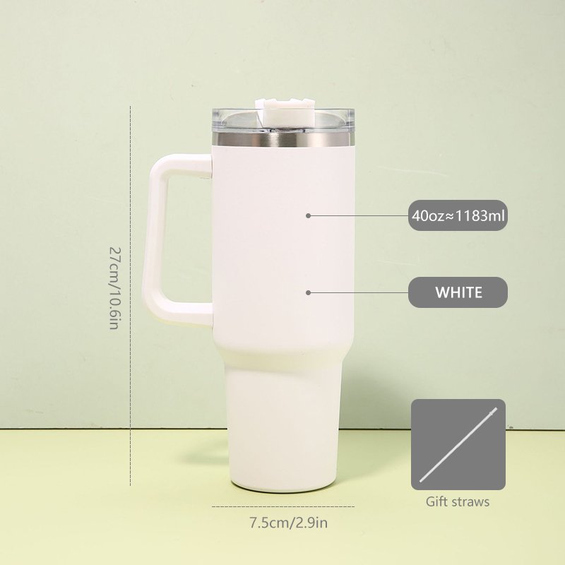 40oz For Stainleyyem Stainless Steel Cup Insulated Vacuum Thermos with Straw Lid Handle Thermal Flask for Coffee Water Bottle