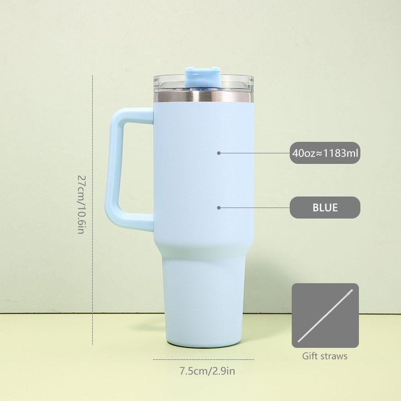 40oz For Stainleyyem Stainless Steel Cup Insulated Vacuum Thermos with Straw Lid Handle Thermal Flask for Coffee Water Bottle
