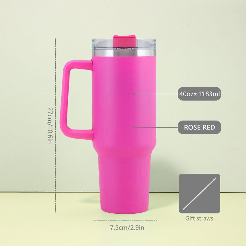 40oz For Stainleyyem Stainless Steel Cup Insulated Vacuum Thermos with Straw Lid Handle Thermal Flask for Coffee Water Bottle