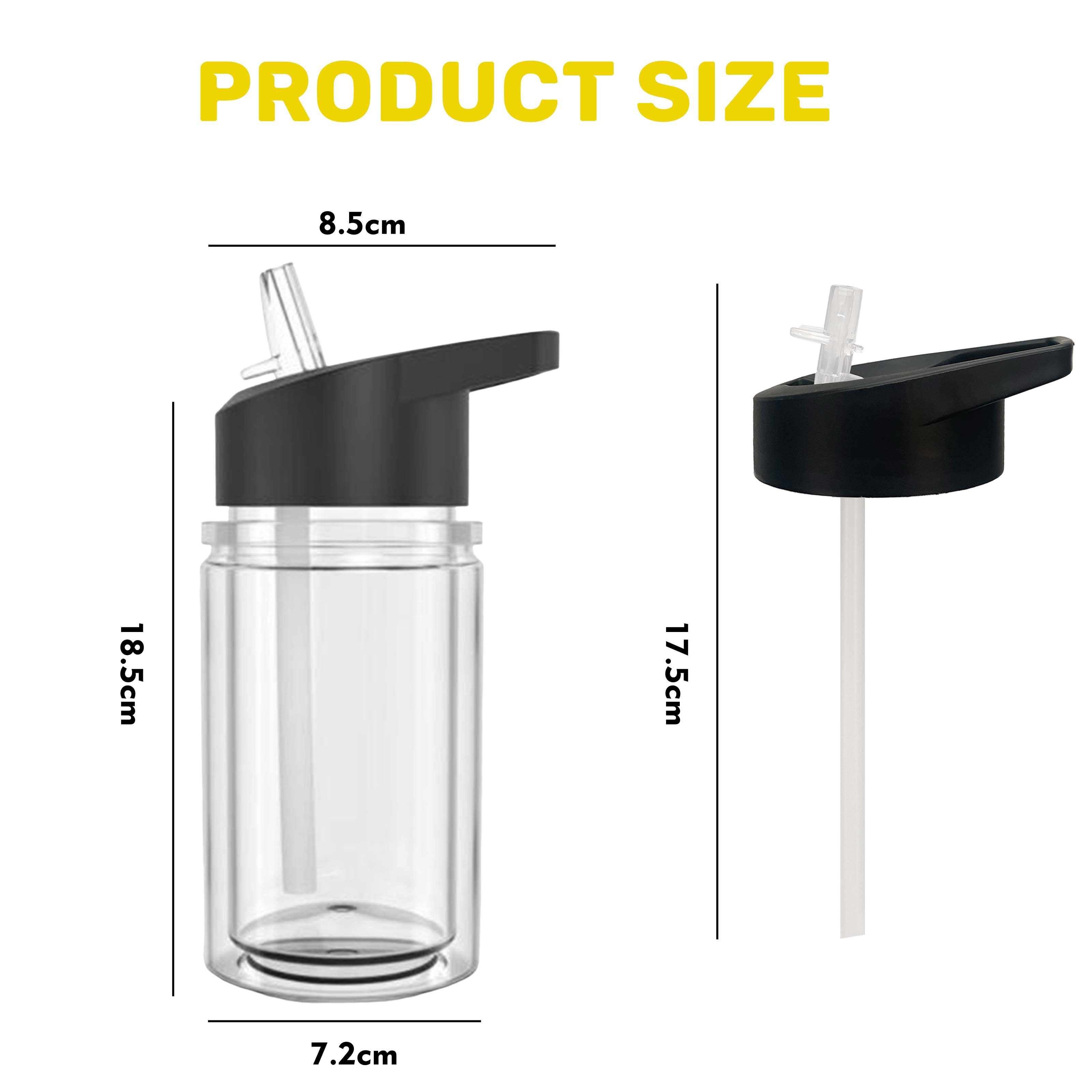 New Products 2024 Bpa Free Sublimation Blanks Kids Water Bottle 10oz Double Predrilled Kids Plastic Snowglobe Tumbler with Straw