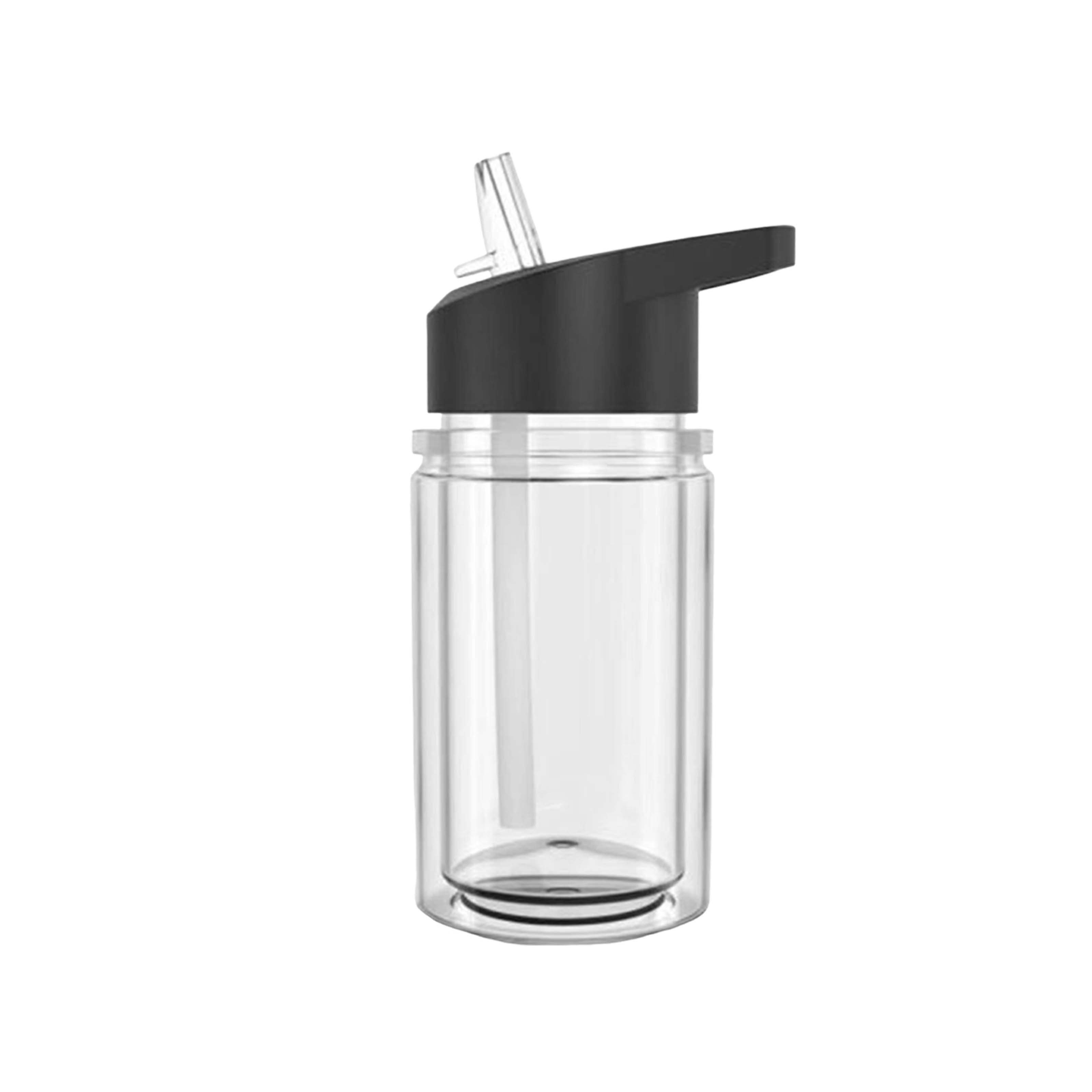New Products 2024 Bpa Free Sublimation Blanks Kids Water Bottle 10oz Double Predrilled Kids Plastic Snowglobe Tumbler with Straw