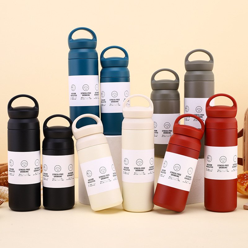 Straight Tumbler Cups With Handle Lid Stainless Steel Mug Insulated Vacuum Flask Travel Water Bottle Outdoor Portable
