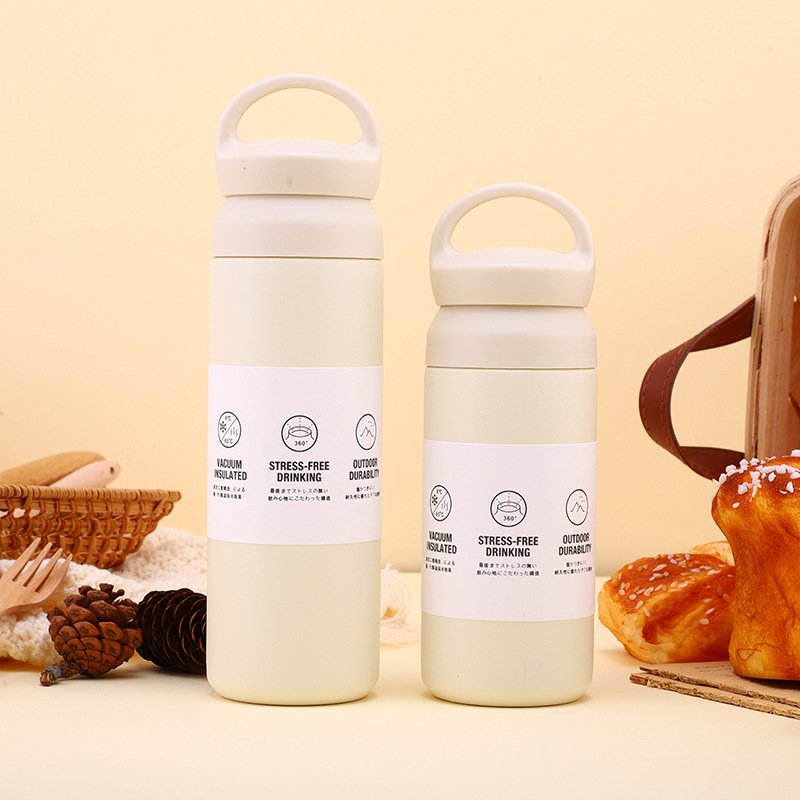 Straight Tumbler Cups With Handle Lid Stainless Steel Mug Insulated Vacuum Flask Travel Water Bottle Outdoor Portable