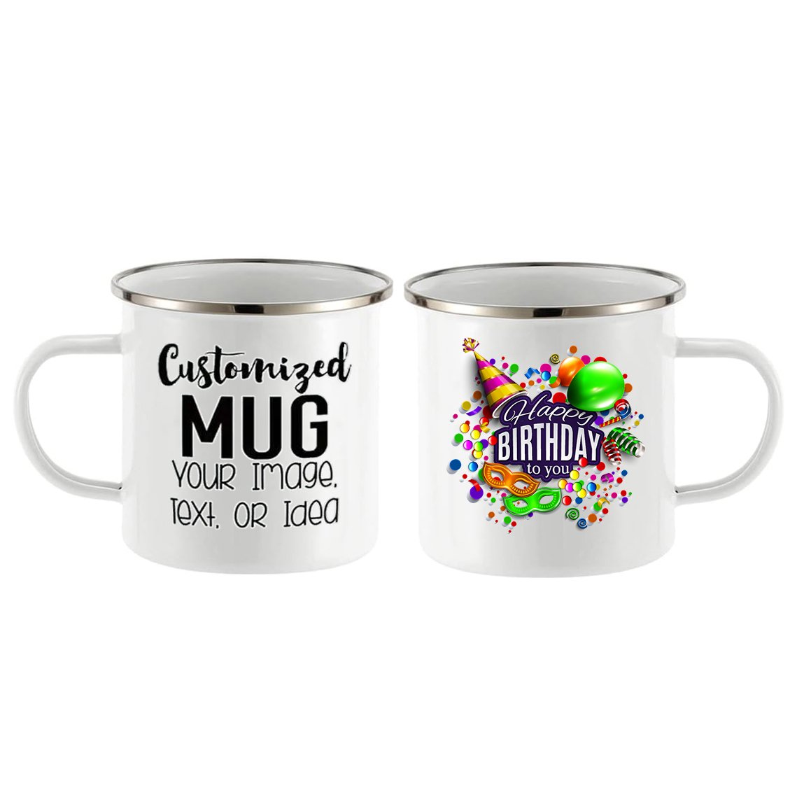 Custom Logo Portable Outdoor Camping Mugs 12oz Coffee Mug Enamel Camper Mug