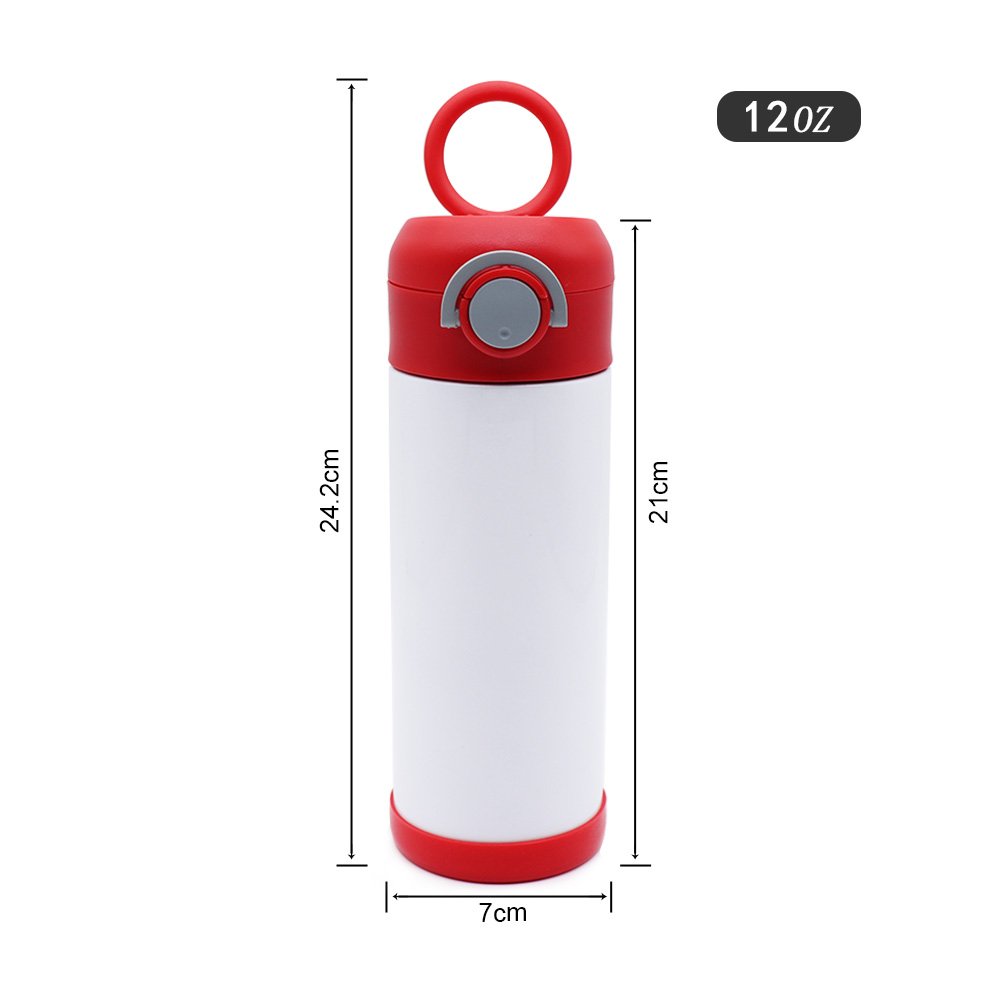 New arrive 12oz sublimation blanks straight steel bottle with flip top lid kids bounce tumbler wholesale