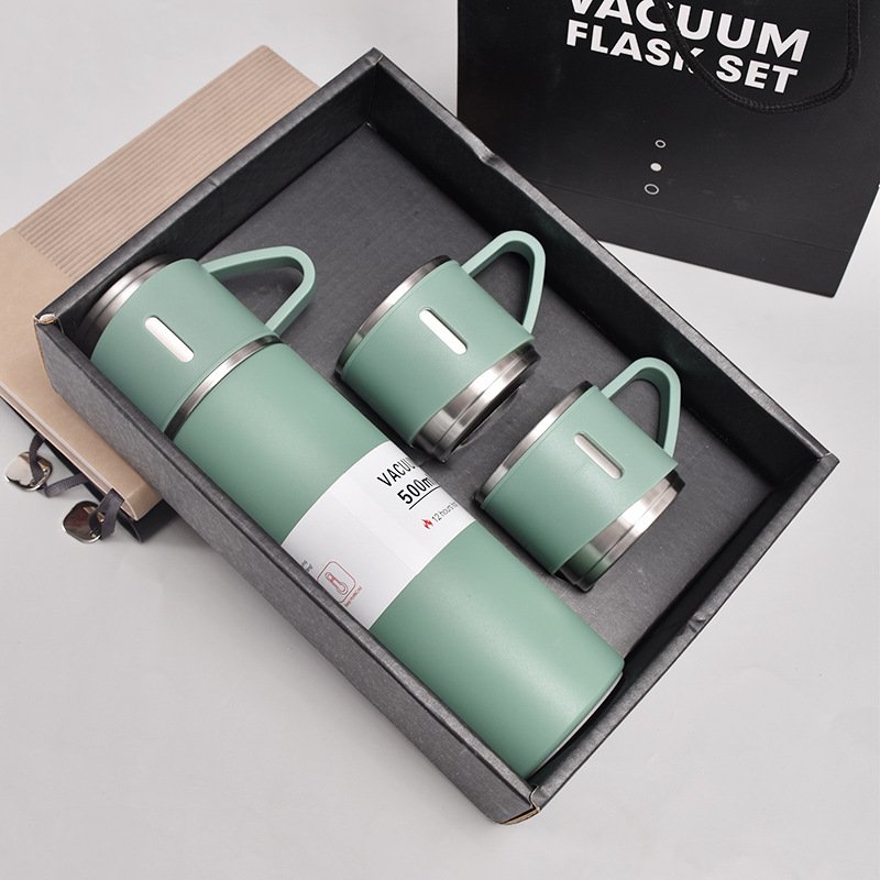 Business 500ml Gift Box Set Portable Business Cup Stainless Steel Thermos Cup One Cup Flasks Water Bottle With 3 Lids