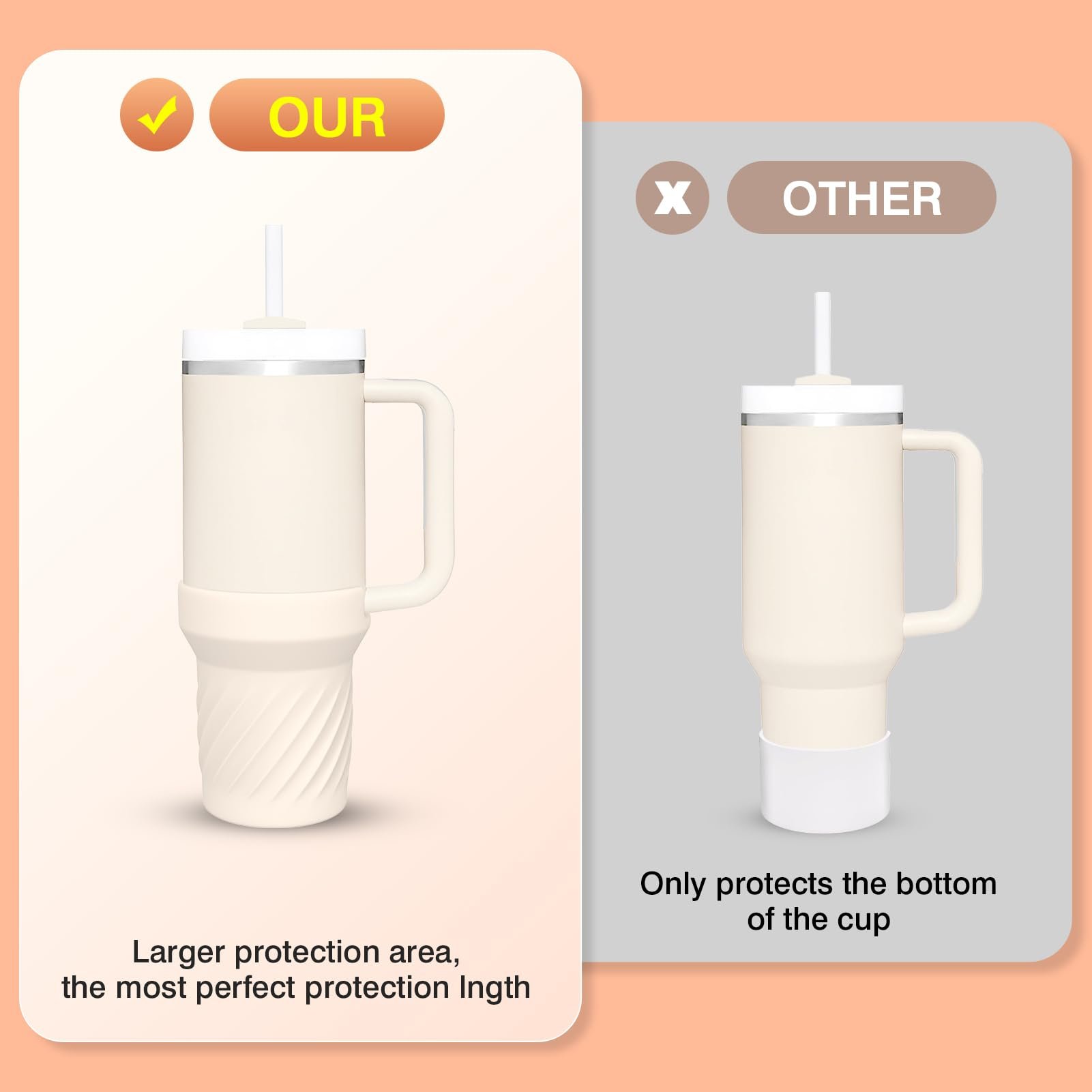 Customized Anti Slip Silicone Sleeve Stainless Steel Water Bottle Fits 32-40oz Water Bottle Boot Bottom Cover Cup Protector