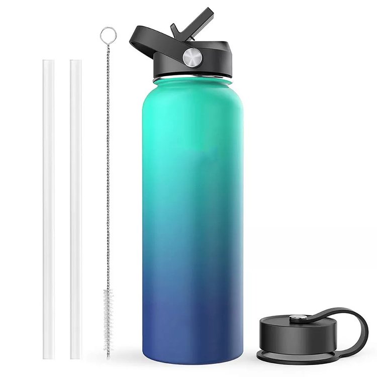 Wholesale Custom Logo 32oz Sport Leakproof Vacuum Insulated Stainless Steel Water Bottle thermal flask with Straw Lid