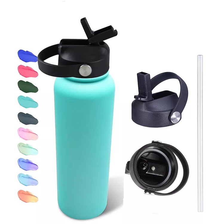 Wholesale Custom Logo 32oz Sport Leakproof Vacuum Insulated Stainless Steel Water Bottle thermal flask with Straw Lid