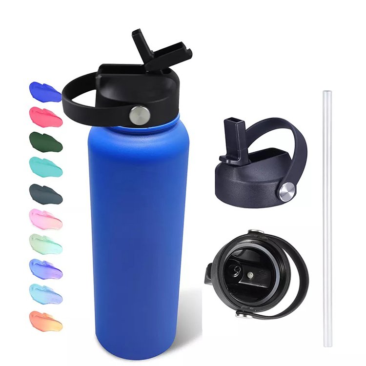 Wholesale Custom Logo 32oz Sport Leakproof Vacuum Insulated Stainless Steel Water Bottle thermal flask with Straw Lid