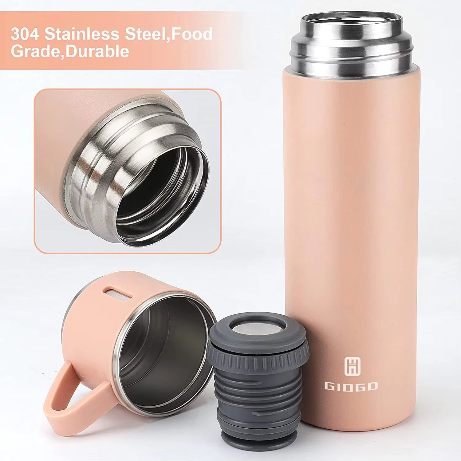 GCWAVE Business Stainless Steel Vacuum Flask Thermos thermos Vacuum flask stainless steel water bottle gift set with 2 cup