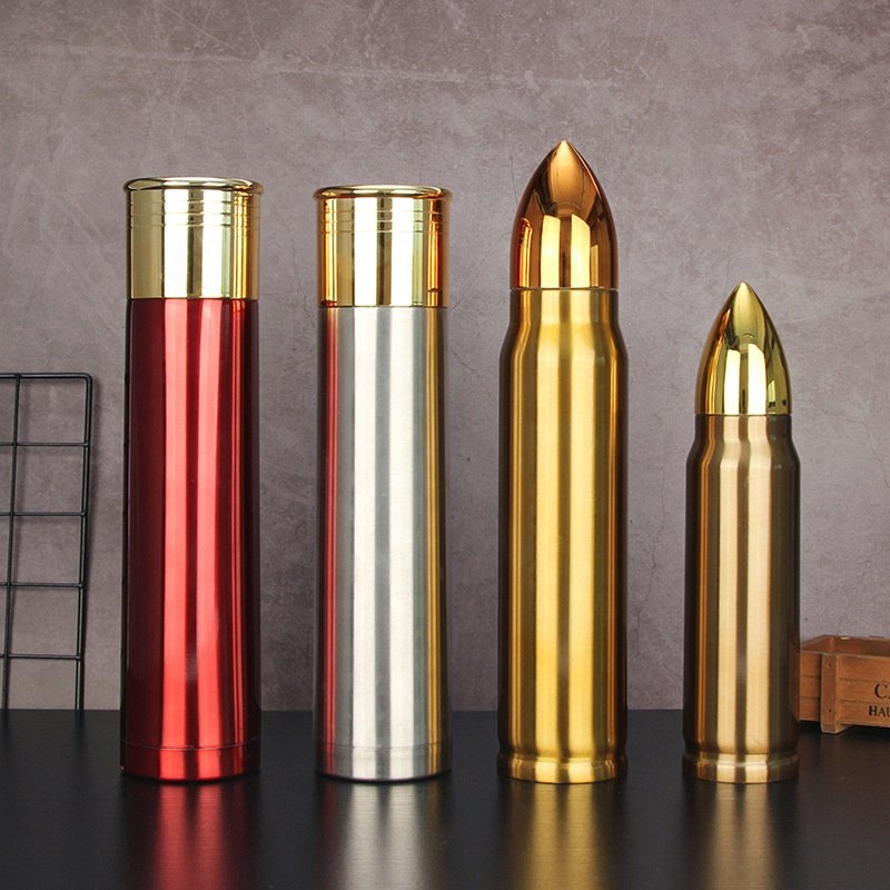 500ml 750ml 1000ml 17oz bullet shaped wholesale price bullet tumbler flask bottle stainless steel army Cartridge
