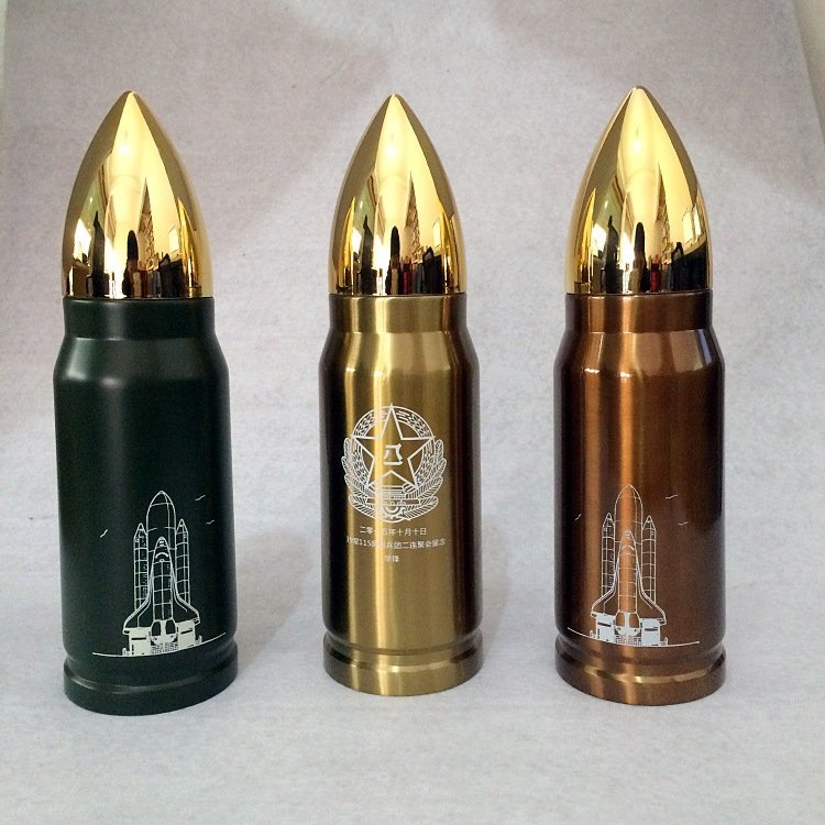 500ml 750ml 1000ml 17oz bullet shaped wholesale price bullet tumbler flask bottle stainless steel army Cartridge