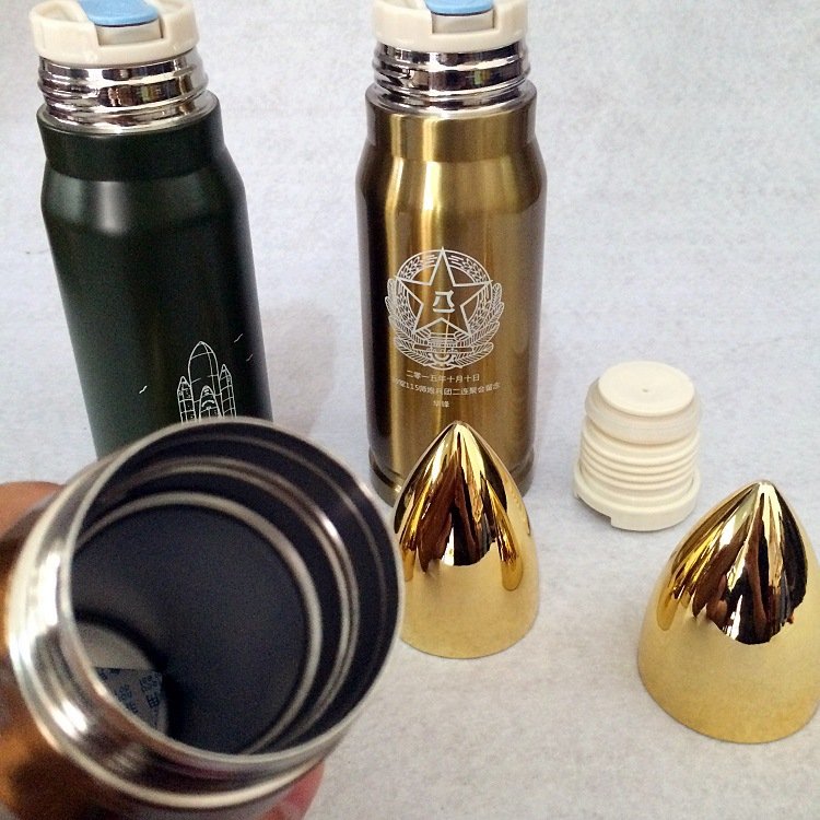 500ml 750ml 1000ml 17oz bullet shaped wholesale price bullet tumbler flask bottle stainless steel army Cartridge